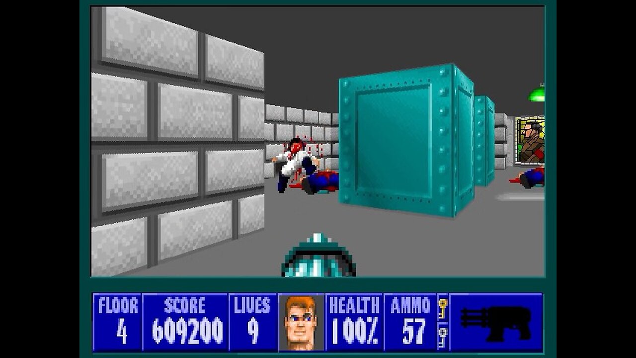 Wolfenstein 3D, DOS, 1992 - 100% Complete, Episode 6 Floor 4 (Confrontation)