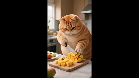 cute little cat cooking