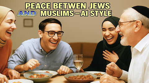 Jewish and Muslim Families Eat Dinner Together in Peace — An AI Generated Hope