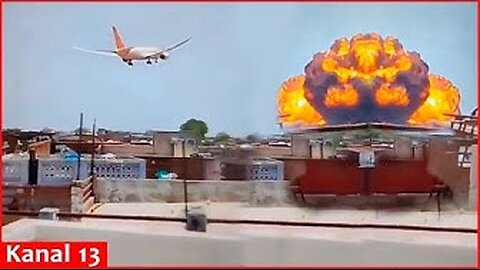 Footage of the moment of crash of plane with nearly 250 passengers on board and explosion