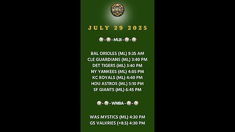 FREE MLB AND WNBA PICKS JULY 29 2025