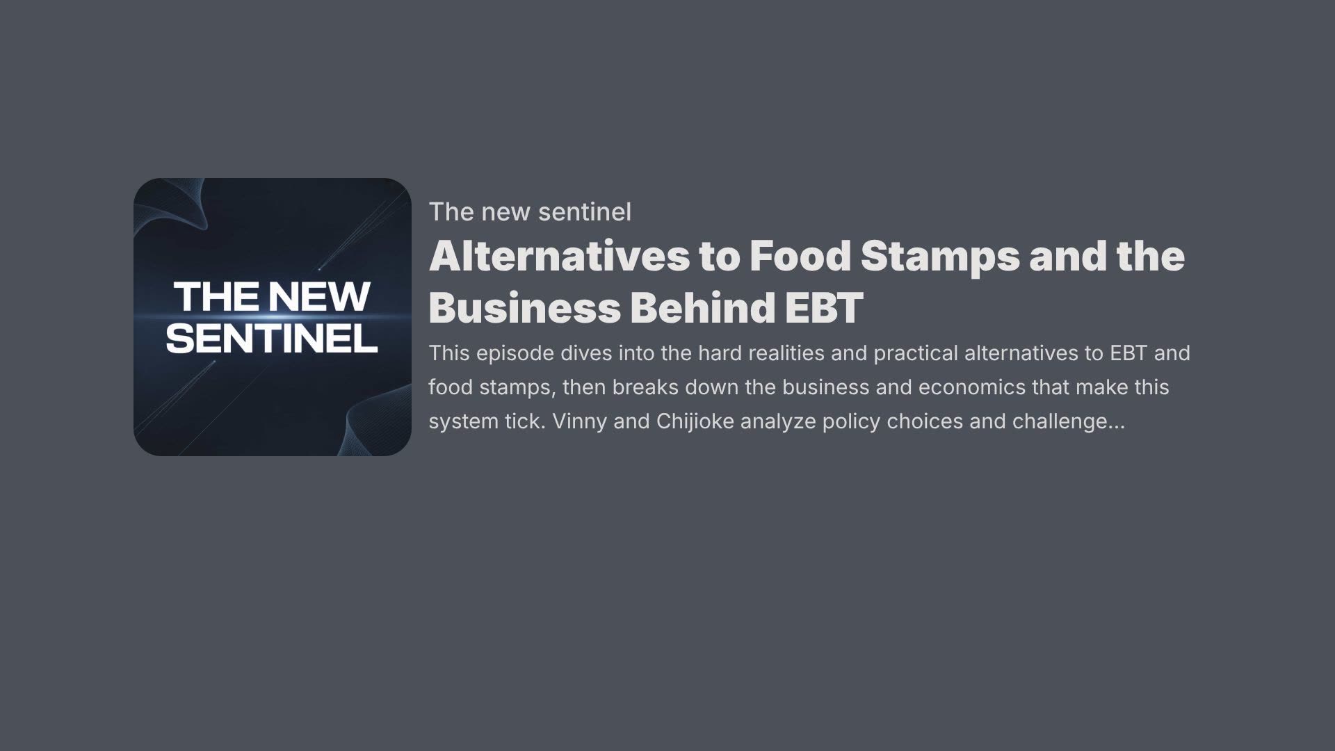 Alternatives to Food Stamps