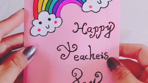 Teacher Day paper Design Gift Card arts and Crafts raft