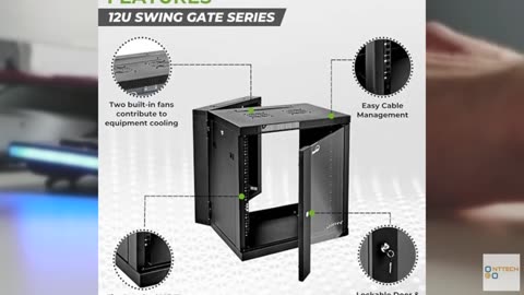 NavePoint Server Cabinet with Hinged Back - 17.7' Deep, 12U Rack Enclosure with