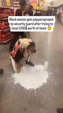 Shoplifting goes wrong after security uses pepper spray