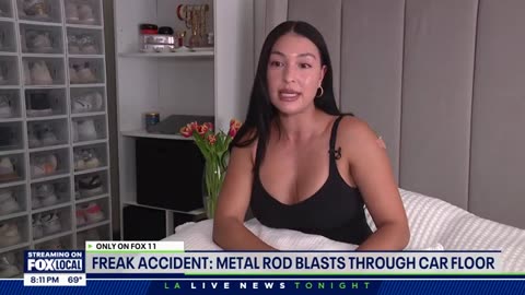 Metal rod tears through car, pierces driver