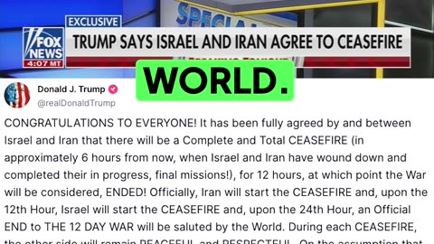 Bret Baier Reads President Trump’s HISTORIC ceasefire announcement