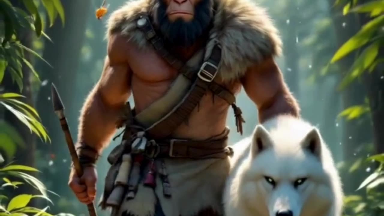 Wildman saved a wolf from snowy hils 🏔 || Intellitoon || Ai video || Animation || viral topic