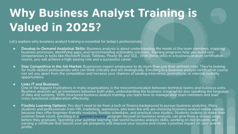 Why Is Business Analyst Training Important for Professionals in 2025?