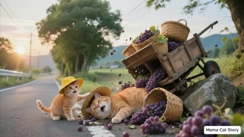 Grapes Gone Missing! 🍇 Ginger Kitten _ Mama Cat Discover a Fox in Need 🦊❤️