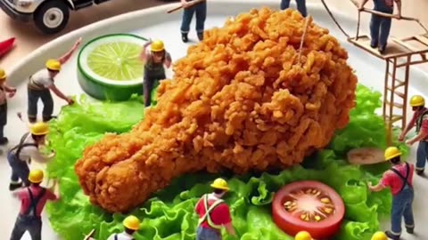 Tiny People Frying Chicken