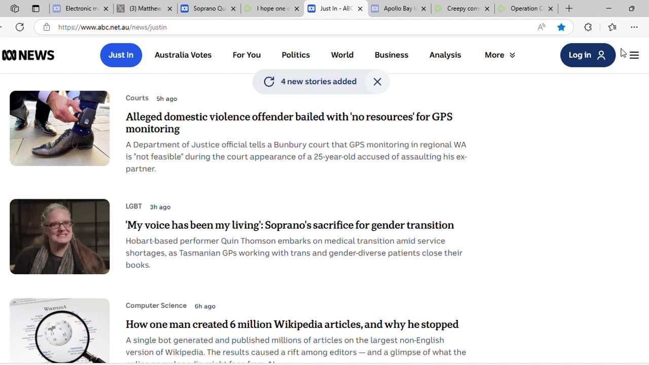Three consecutive articles on ABC main page form symbolic matrix about Q