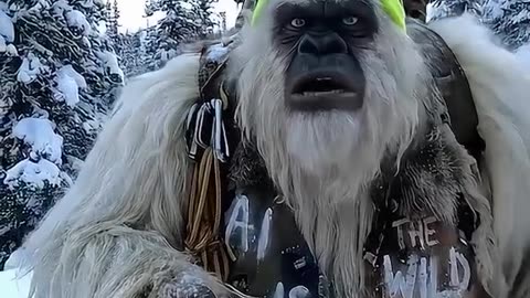 A yeti in the snow