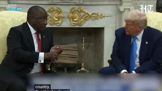 Trump Makes SA Prez Ramaphosa Uncomfortable By Broadcasting Video On 'White Genocide' In Oval Office