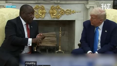 Trump Makes SA Prez Ramaphosa Uncomfortable By Broadcasting Video On 'White Genocide' In Oval Office