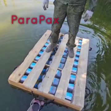 Russian Soldiers Building Rafts With Bottles and Packaging Materials
