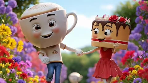 Cappuccino Falls in Love with Cake 🍰☕💃