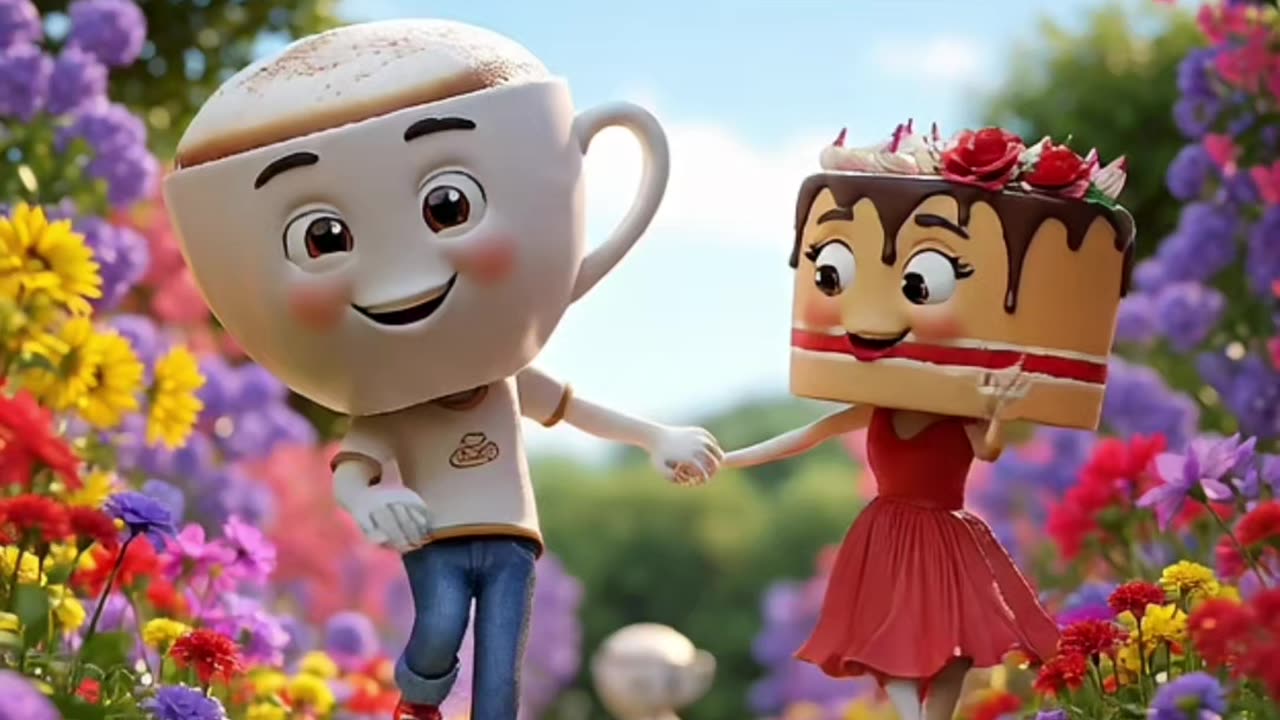 Cappuccino Falls in Love with Cake 🍰☕💃