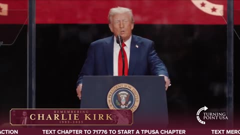 . @POTUS delivers a powerful message to @MrsErikaKirk : "Today, an entire nation wraps