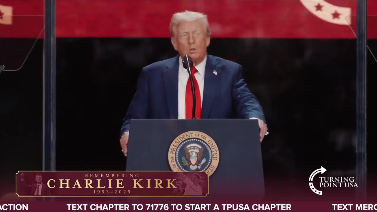 . @POTUS delivers a powerful message to @MrsErikaKirk : "Today, an entire nation wraps