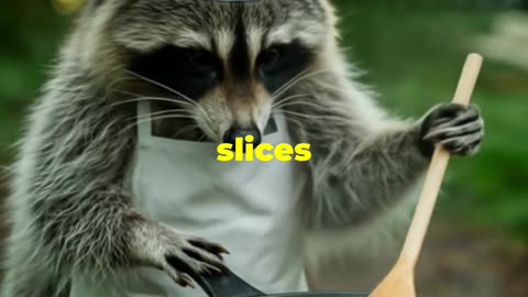 Cute Raccoon making a meal