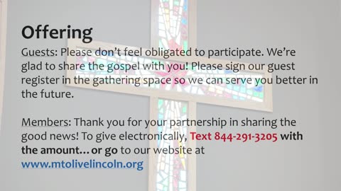 Worship From Mt. Olive Ev. Lutheran Church