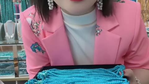250527-15 Sleeping Beauty Turquoise Bead Strand: Flowing Gem Poem