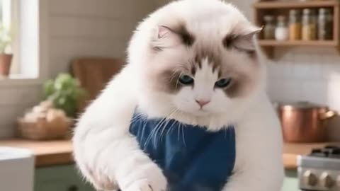 Funny Ragdoll Cat Cooks Spaghetti & Meatballs 🍝 | Viral AI Chef Cat #shorts