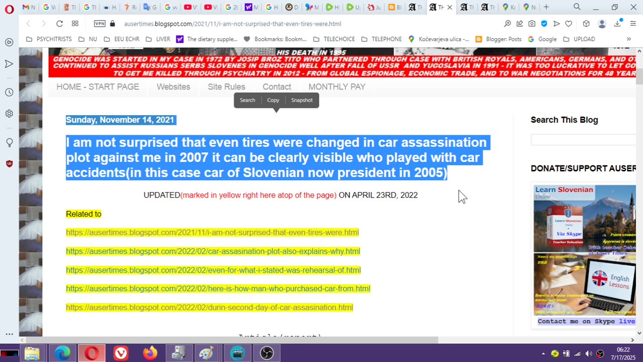 About Božičnik and Zaješek etc. is 2016 claims in respect to 2007 car assassination plot