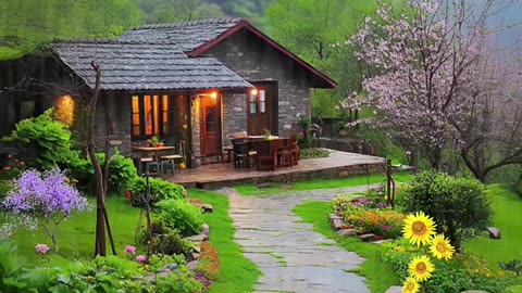 Peaceful Nature Home in Rain | Dream Mountain House