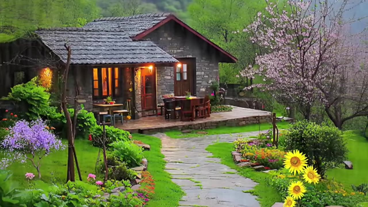 Peaceful Nature Home in Rain | Dream Mountain House