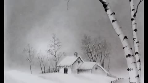 Birch tree landscape drawing for beginners by pencil.