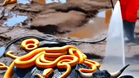 Million of snake covered in a cow