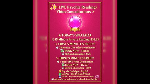 🔮 LIVE Psychic Reading Video Consultations ✨ 🌟 TODAY’S SPECIAL! 🌟