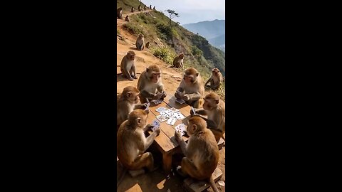 Monkey playing cards
