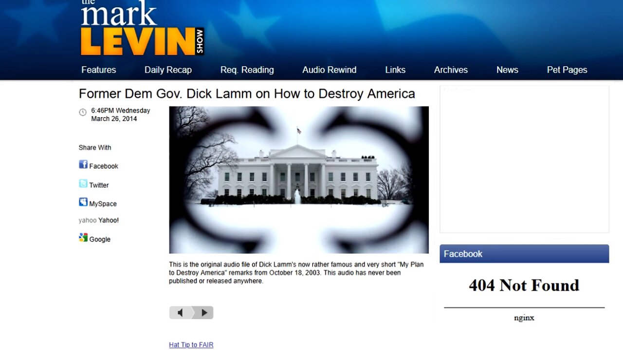 Audio recording of Former Dem Gov. Dick Lamm on how to Destroy America