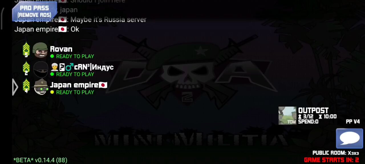 Mini militia I joined in Russia pro server 🇷🇺 Challenge with Russia pro player CRN part-1