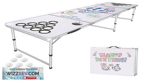 8 ft Portable Beer Pong Tailgate Table Party Drinking Game Cup Holes Review