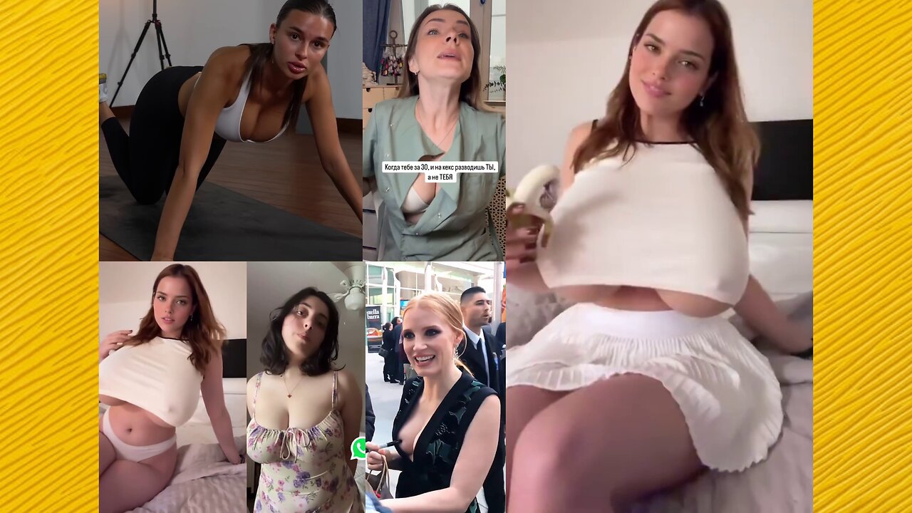 Huge Boobs / No Bra / Hard Nipples 64 - Big bank tiktok challenge ❤️‍ClipchampGirls 2025