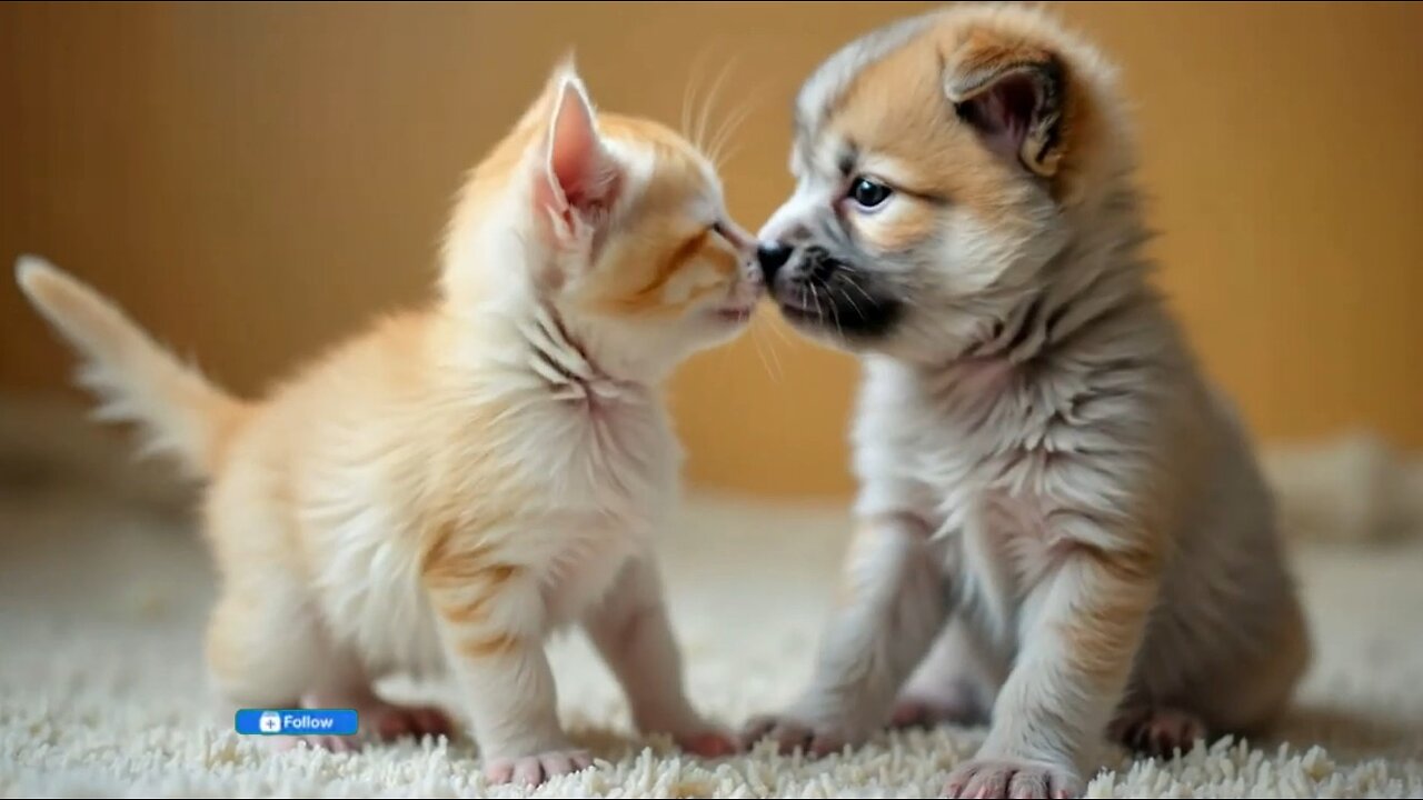 #Cute puppy and cat#