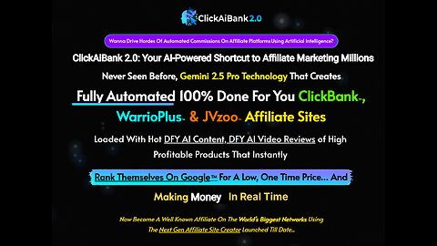 With ClickAiBank 2.0, you get Your AI-Powered Shortcut to Affiliate Marketing Profits.