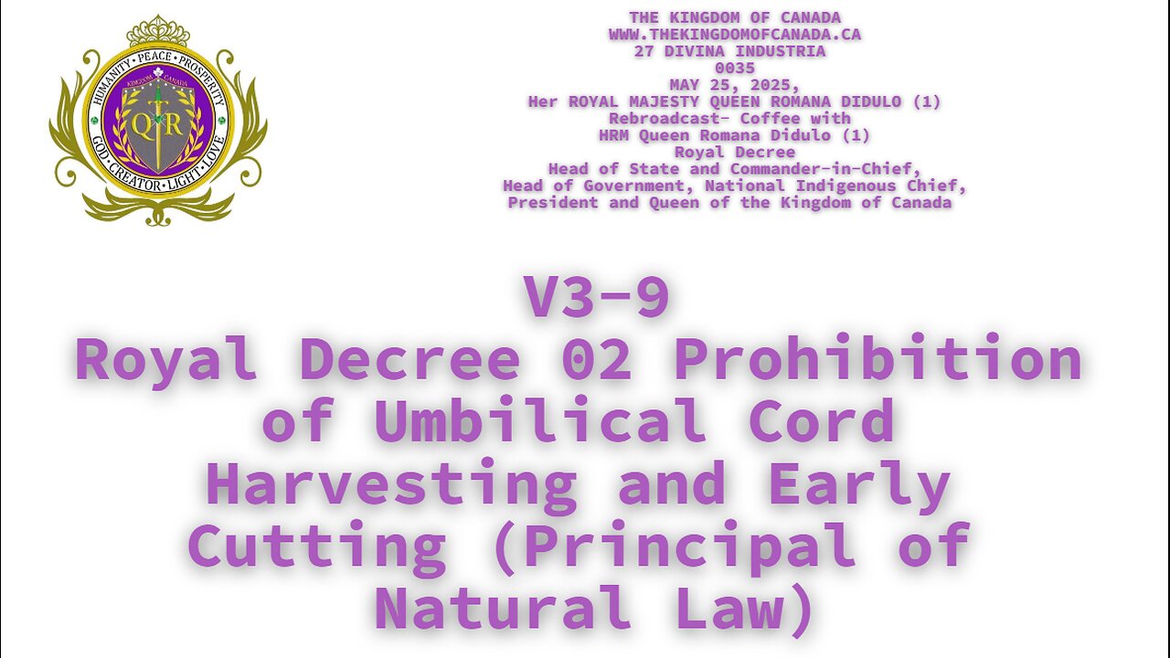 Royal Decree 02 Prohibition of Umbilical Cord Harvesting and Early Cutting (Principal of Natural Law