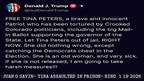 JUAN O SAVIN- TINA ASSAULTED IN PRISON, Charged with Felony- NINO 1 19 2026