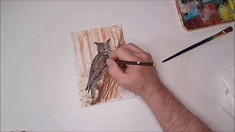 Painting Timelapse: "Great Horned Owl" by Mark J. Allen
