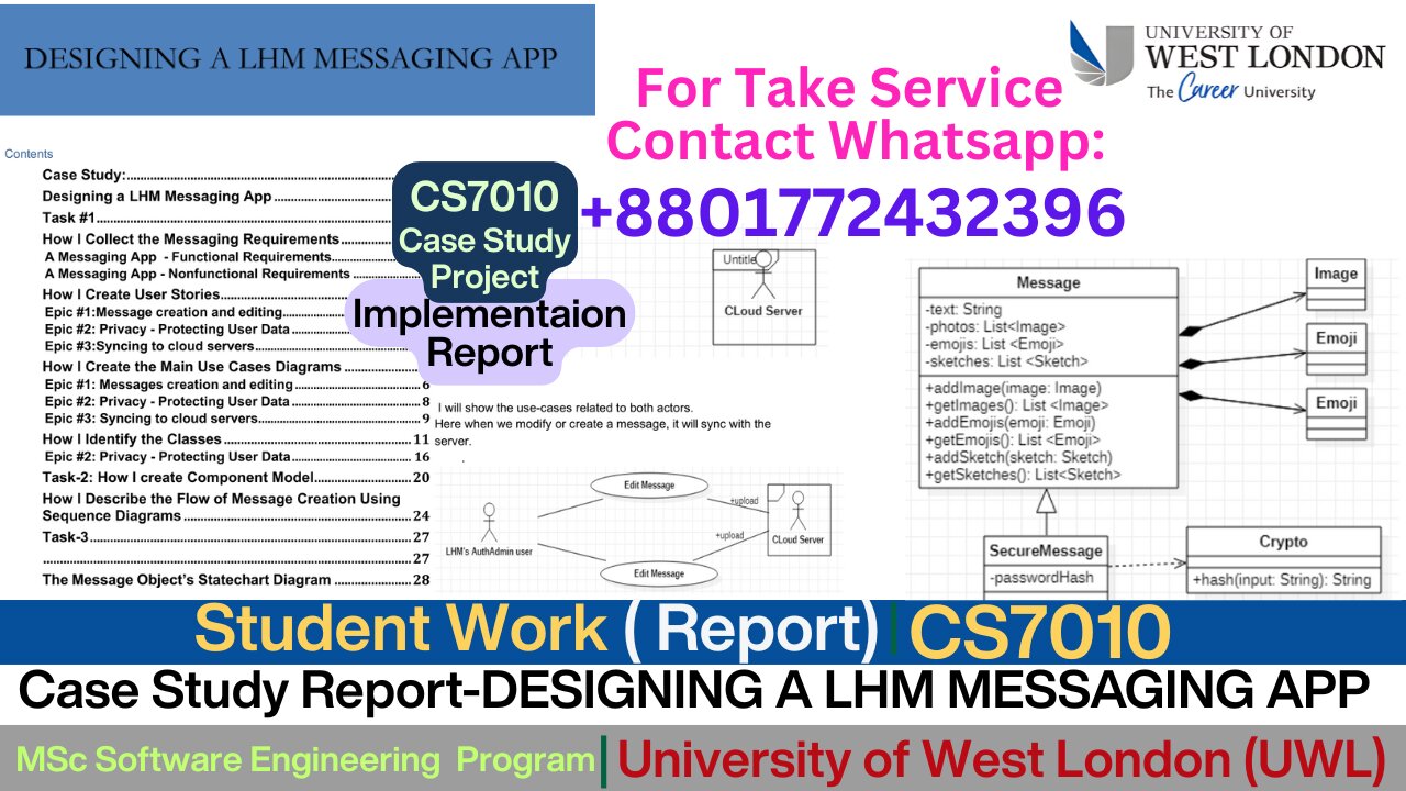 Client Work (Report) | CS7010 Case study Report -Messaging App Design | University of West London