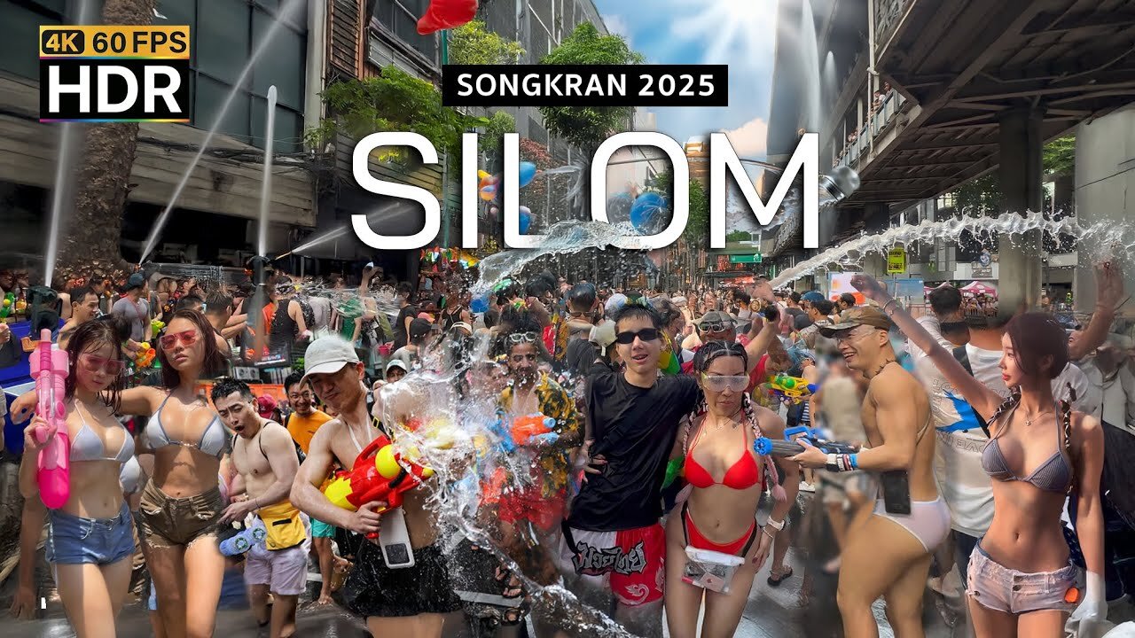 🇹🇭 4K HDR | Songkran 2025 at Silom Bangkok world-class festival in Thailand