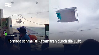 Russland: Tornado schmeißt Katamaran durch die Luft
