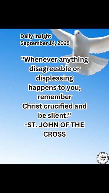 Daily Insight September 14, 2025 #faith #saint #Insight