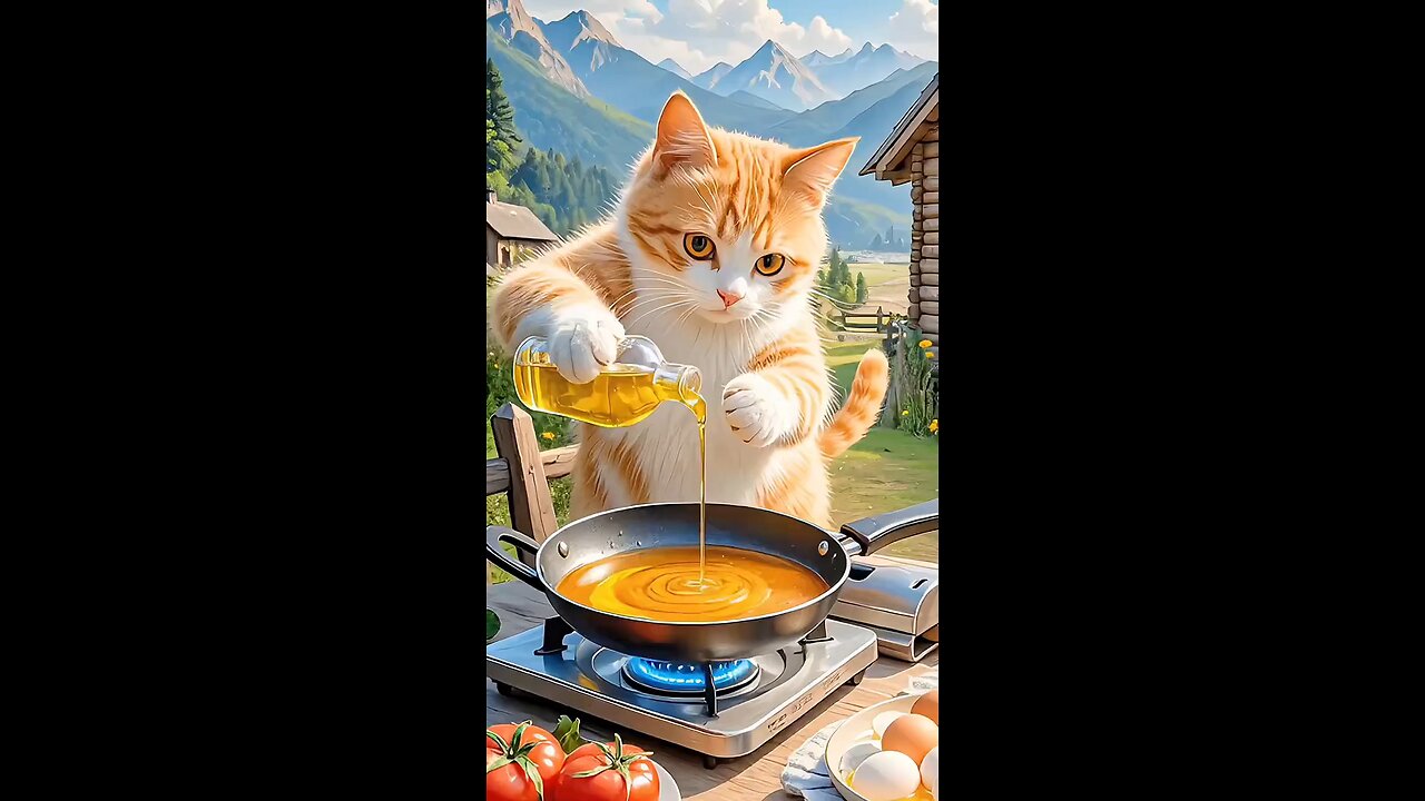 cat cooking food