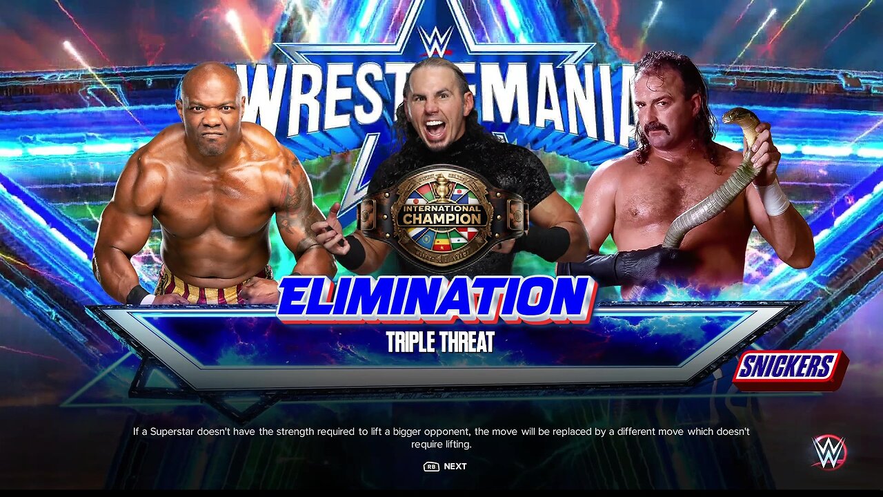 WWE 2k23 3WayElimination Shelton Benjamin vs Matt Hardy(c) vs Jake Roberts